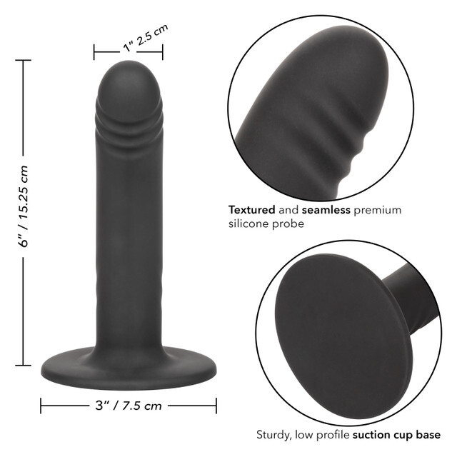 Boundless Silicone Ridged Probe 6in dildo-dong suction cup Base Sex Toy Black