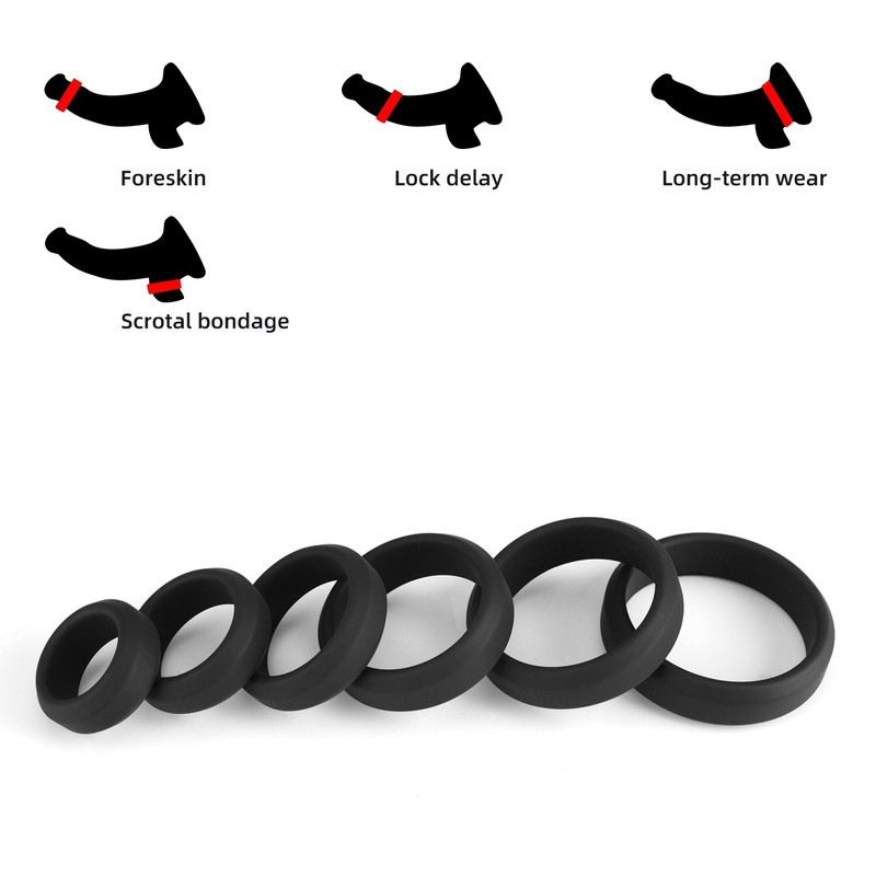 6-Piece Penis Locking Ring Delayed Ejaculation Sex Aid Enhances Eroticism Couple gallery