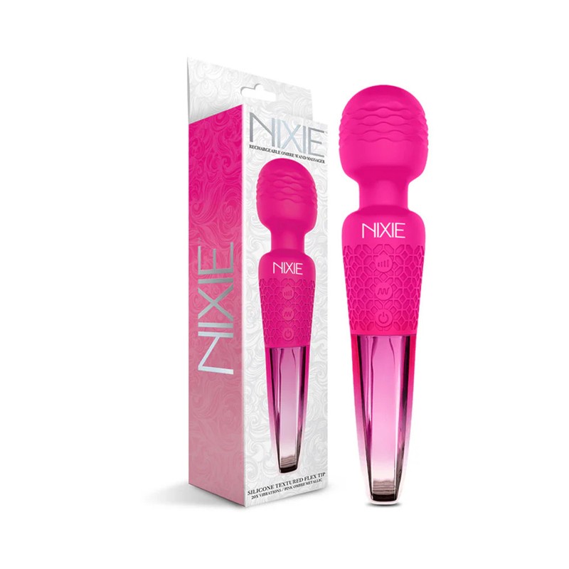 Wand Massager Silicone Rechargeable Pink Global Nixie Rechargeable Wand Massager
