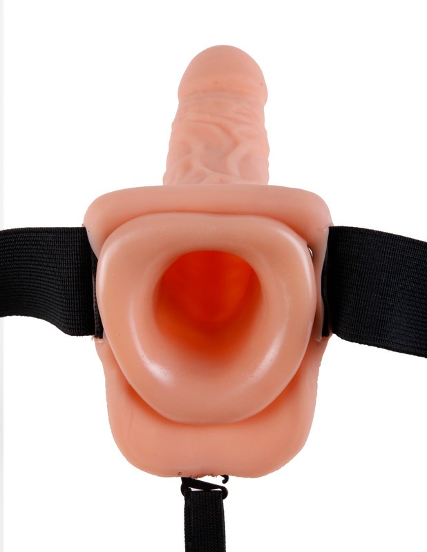 Fetish Fantasy 7" Vibrating Hollow Strap-on With Balls Beige - Realistic Dildo gallery