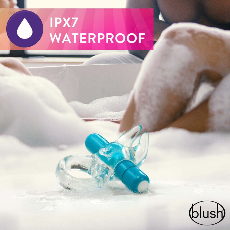 Blush Play With Me Stretchy Fits All Penises Waterproof Bull Vibrating C-Ring gallery