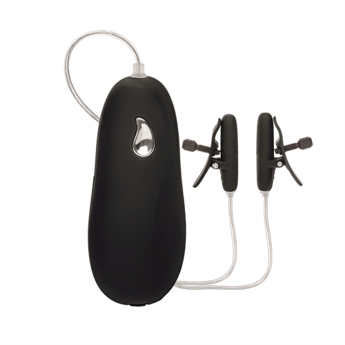 CalExotics Vibrating Heated Nipple Teasers Black Adjustable Breast Arousal Play
