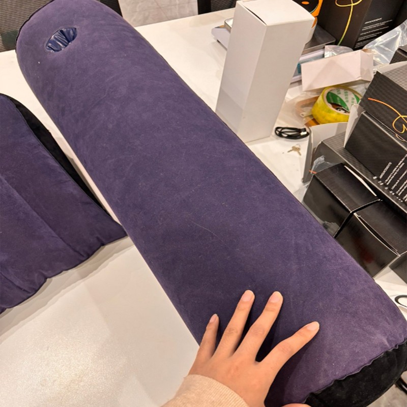 Inflatable cylindrical pillow for Couple leg support, portable inflatable pillow