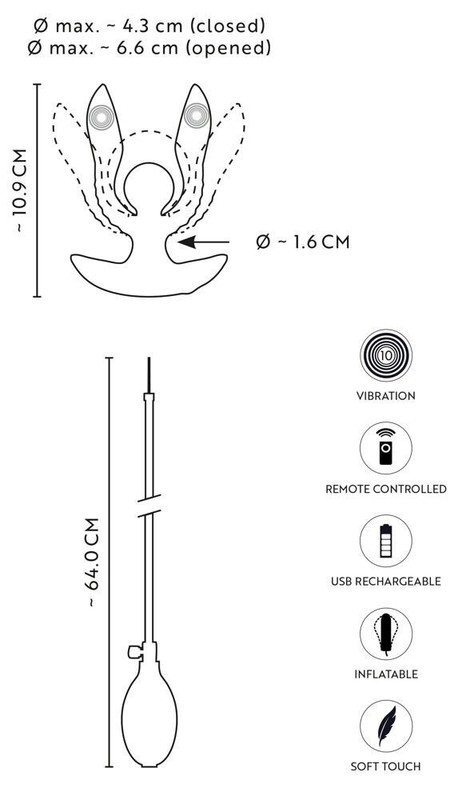 ANOS Inflatable Vibrating RC Anal Plug Two Arm Silicone Rechargeable gallery