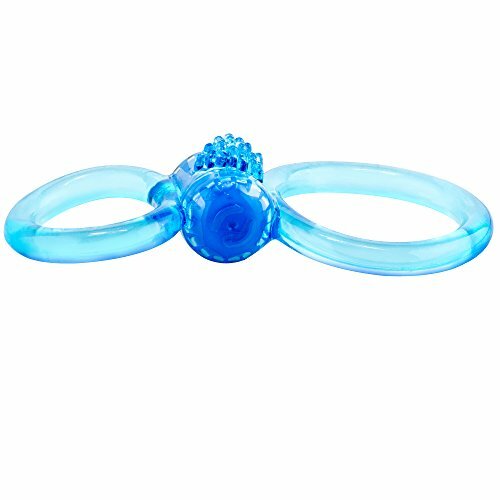 Ofinity Plus Super Stretchy Vibrating Double Silicone Cockring Waterproof Blue gallery