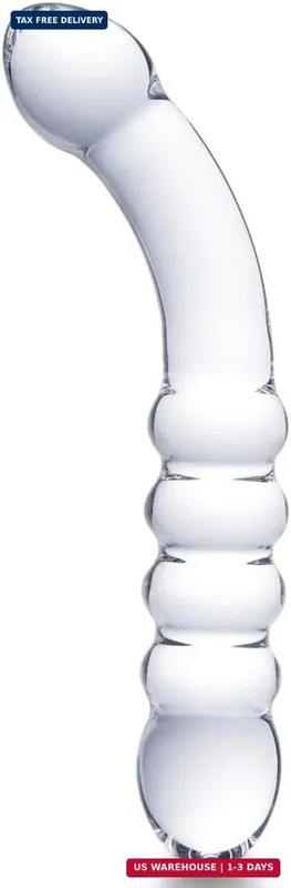 8.5 Inch Glass Double-Ended Dildo, Thin Curved Cute Transparent Double-Headed Cl