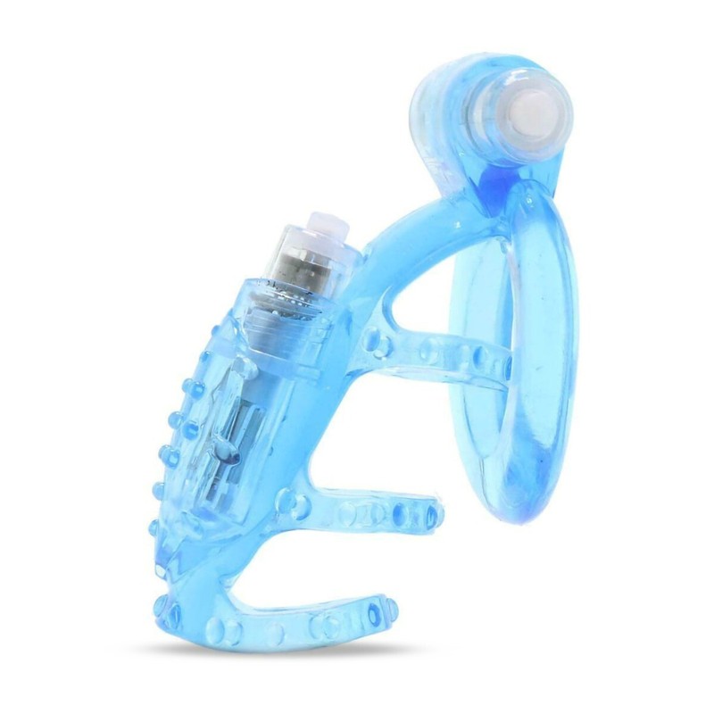 Dual Motor Vibrating Power Cock Cage Penis Ring Sleeve Extension Girth Enhancer gallery