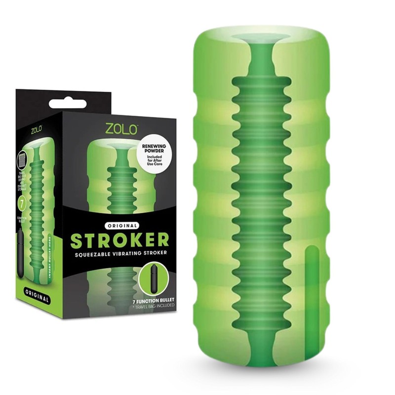 ZOLO Original Squeezable Ribbed Texture Vibrating Stroker Penis Male Masturbator