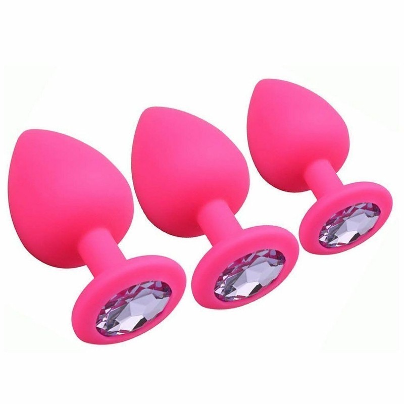 Silicone Jeweled Butt Plug Anal Jewel Trainer Sets Enhance Sex Orgasm 3Pcs/Set gallery