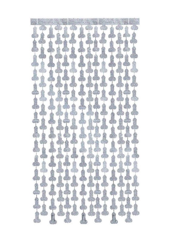 Glitterati Disco Penis Curtains (2 Each 6ft. Panels) - Silver/Black gallery