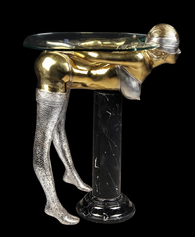FINE ARTS Wohnkultur Bronze Sculpture Figure Erotic Lady Bondage Console Table