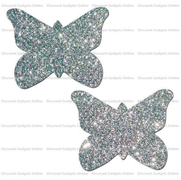 Pastease Silver Glitter Butterfly O/S Pasties Temporary Tattoo Body Paint Costum