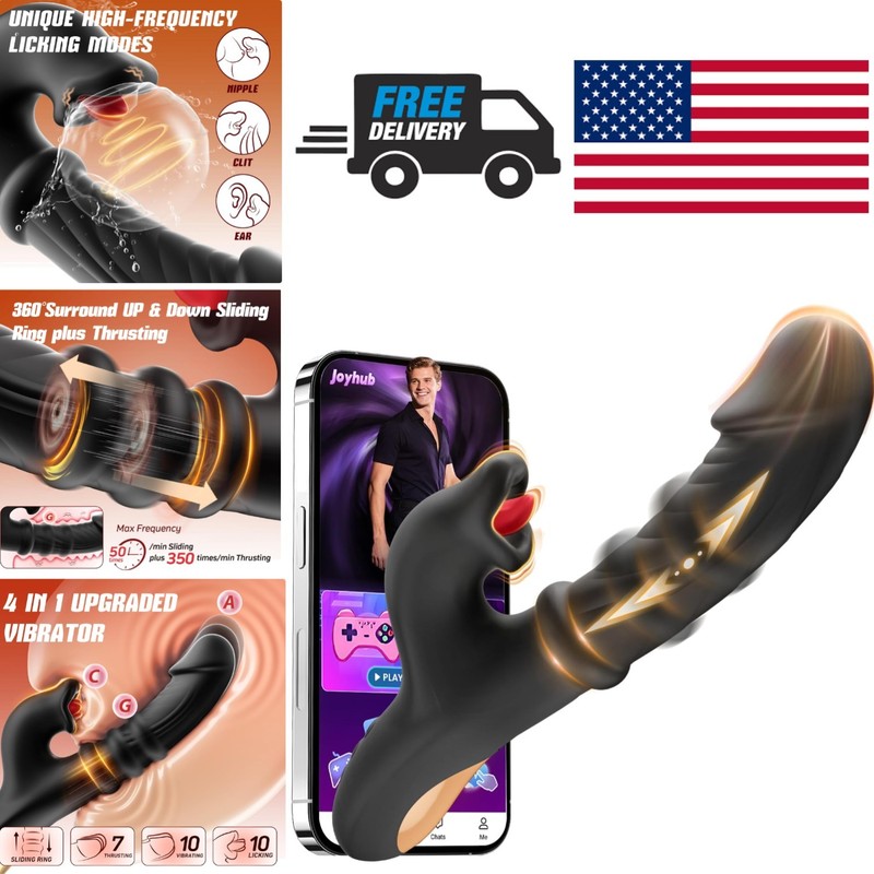 Silicone G Spot Vibrator Black with Tongue Licking Function for Couples Pleasure