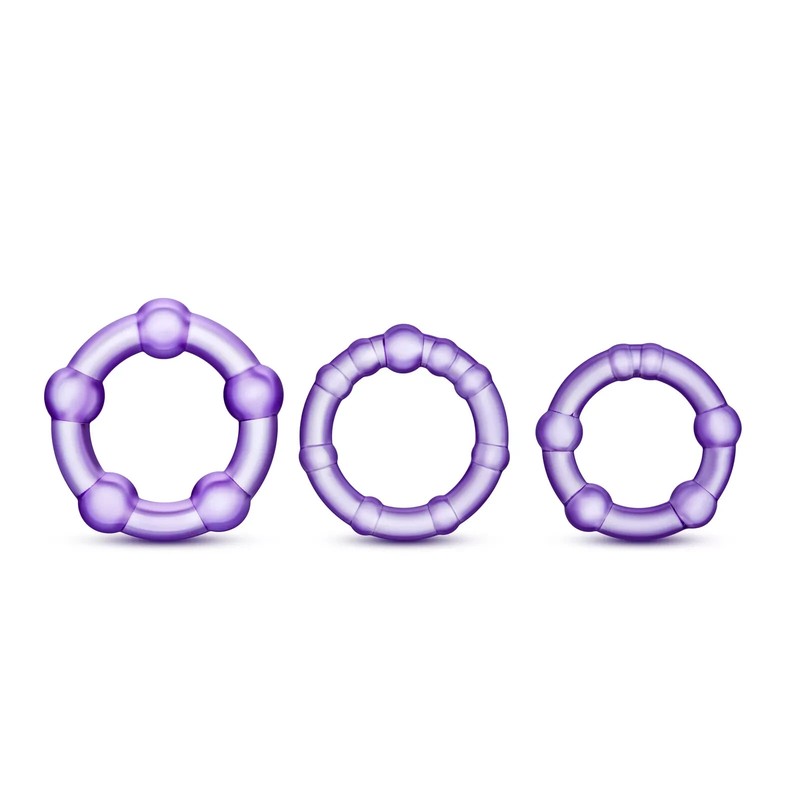 Eden Super Soft Elastic Beaded Men&rsquo;s C Rings 3 For Sexual Long Erection – Purple