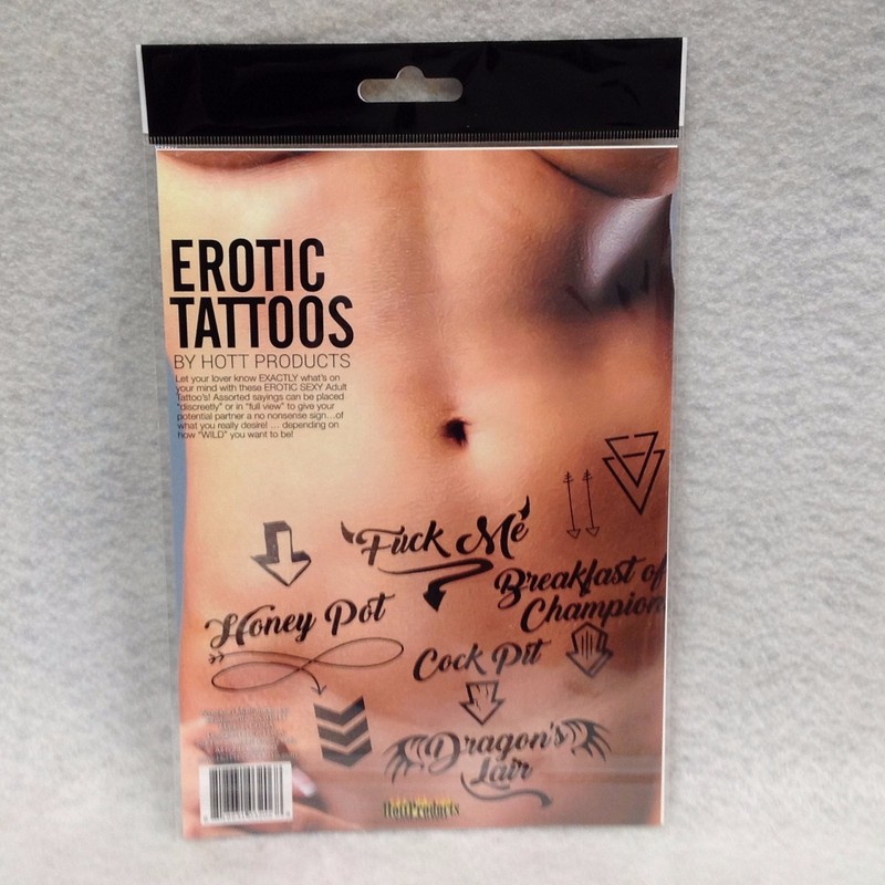 Erotic Tattoos « Dragons Lair Honey Pot Cock Pit F Me » Temporary Tats Black Ink