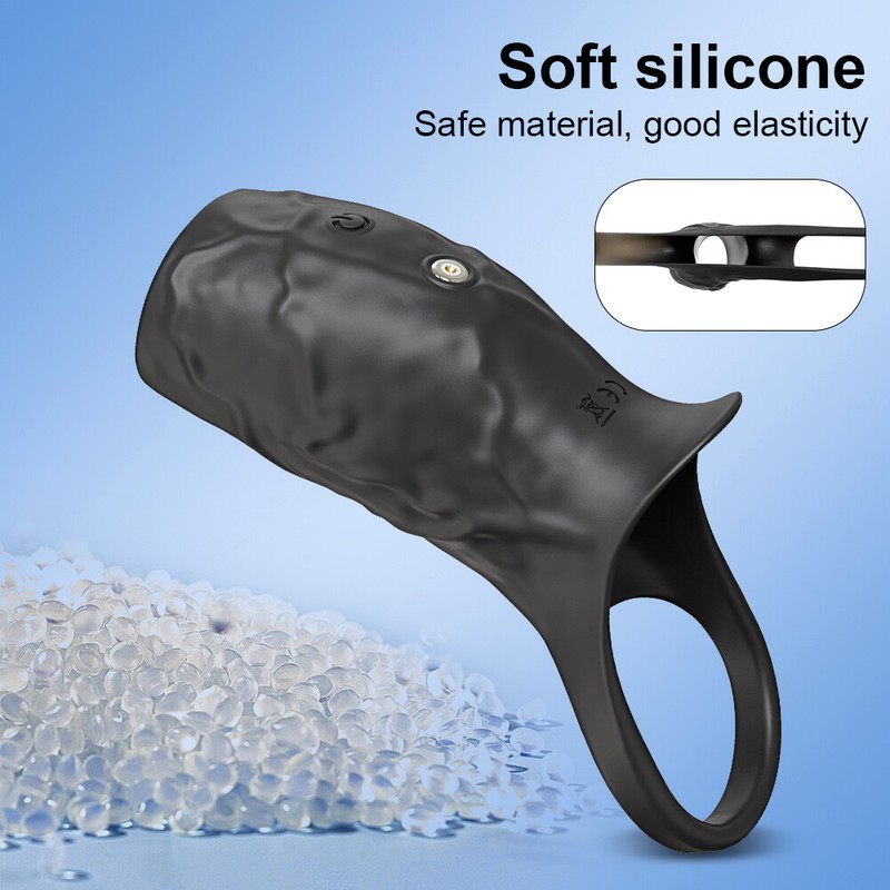Vibrating Penis Extender Sleeve Cock Ring Vibrator Extension Men Couple Sex Toys gallery