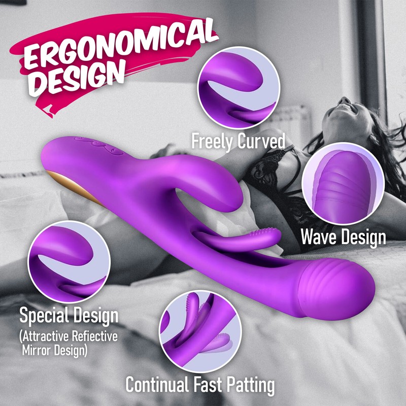 3IN1 Patting Rabbit Vibrator Dildo G-spot Clit Massager Finger Sex Toy For Women gallery