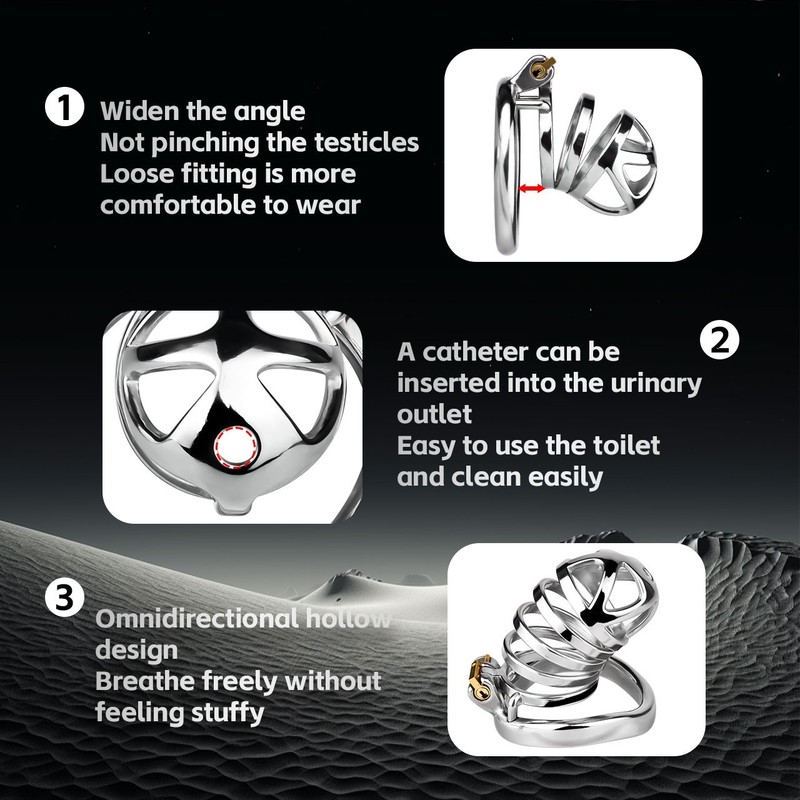 Metal Hollow Chastity Device Realistic Penis Cage Bondage Rings Men's Cock Cage gallery
