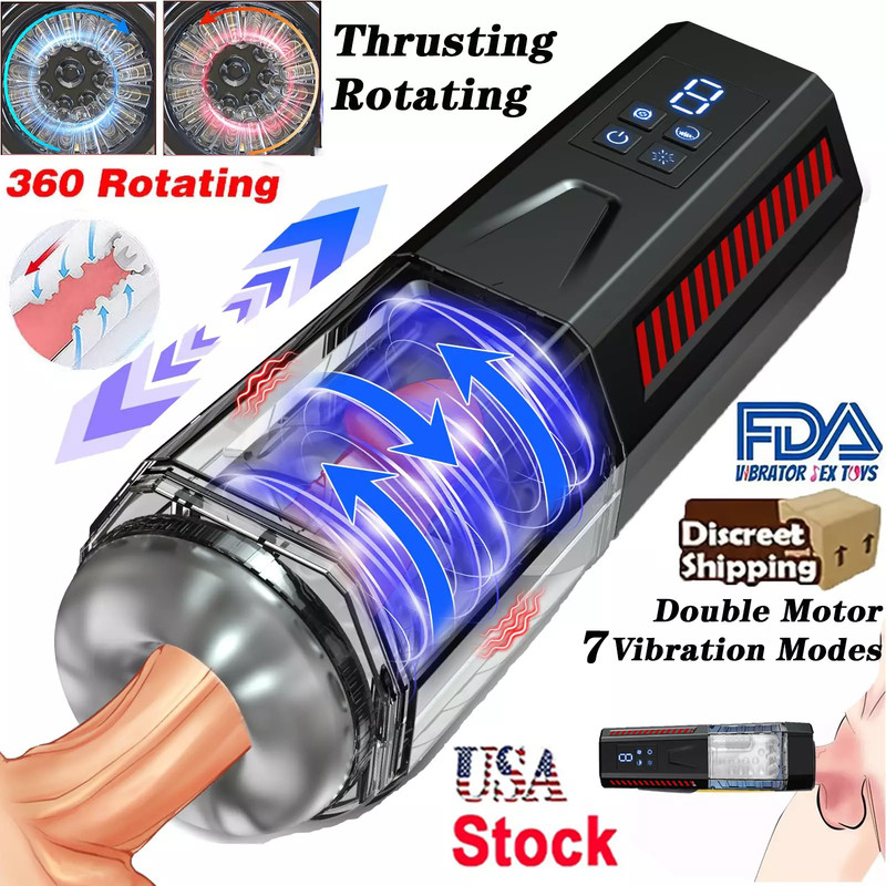 Telescopic Male Masturbater Automatic HandsFree Rotating Stroker Cup Men Sex Toy