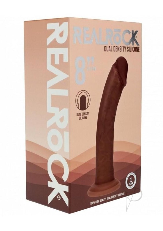 RealRock Dual Layered Silicone Curved Realistic Dildo with Suction Cup 8in –