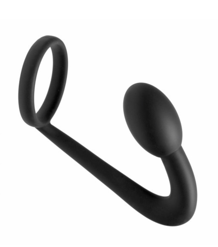 Master Series Silicone Cock Ring Prostate Plug Black XR Brands
