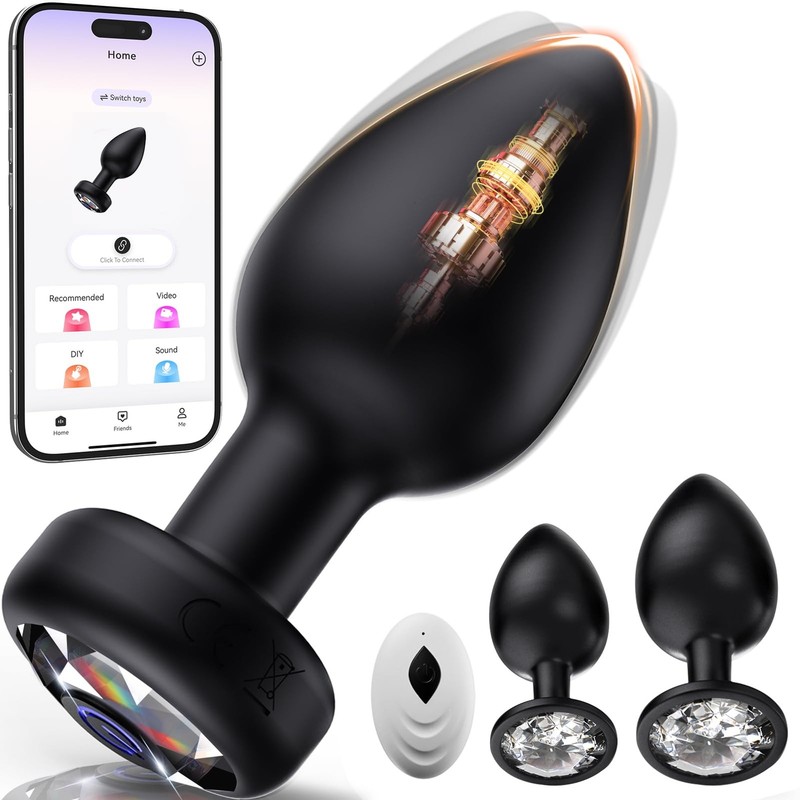 Anal Plug Vibrating Butt Plug, Adult Sex Toys 3PCS Silicone Medium, Black gallery
