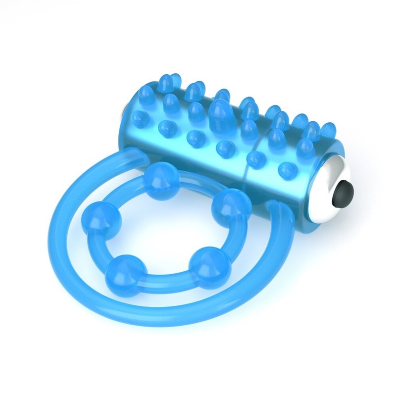 Lumino Play Vibrating Double Penis Ring Blue Glow in the Dark Sex Toy for Men gallery