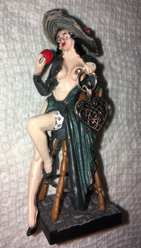 Brass Girl Figure on chair, Hand Painted. 3-1/4”, no purse.