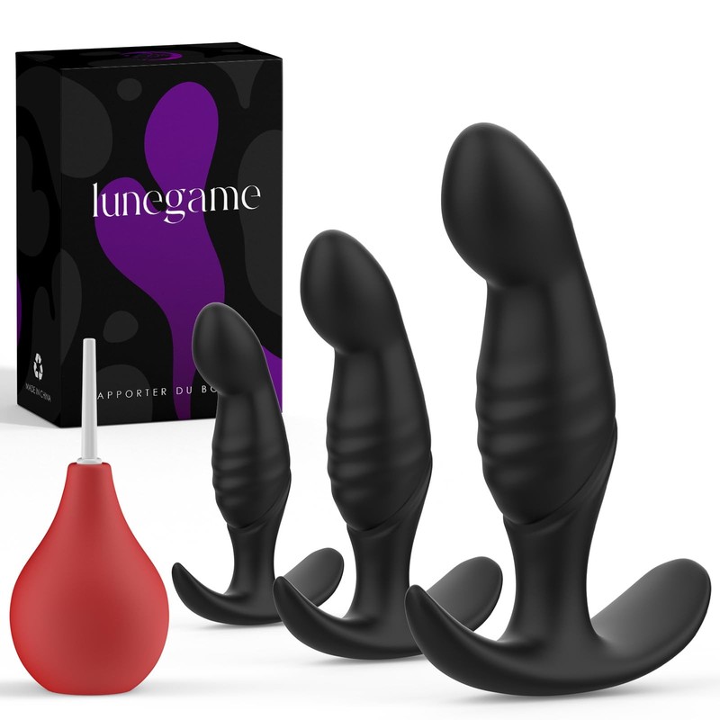 4PCS Anal Plug Adult Sex Toys, Silicone Butt Set for Beginners, Black