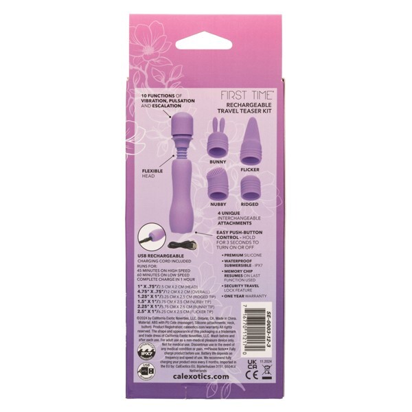 Cal Exotics First Time Rechargeable Travel Teaser Kit Purple - Compact Massager gallery