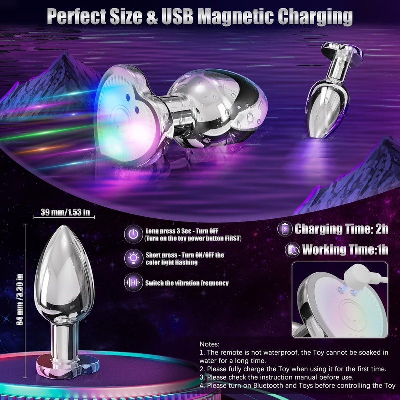 Vibrating Anal Plug Sex Toys - Light Up Butt Vibrator with 9 Vibrating Mode, Tra gallery