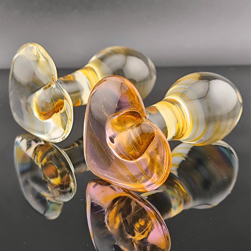 Small Glass Butt Plug With Heart Mini Anal Plug for Beginners HANDMADE Sex Toys