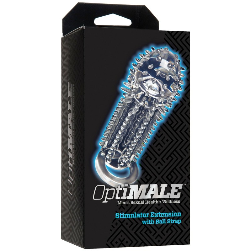 Doc Johnson Optimale Stimulator Extension w/ Ball Strap Clear Penis Sheath