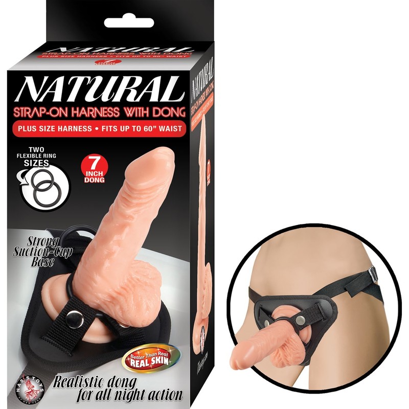 Nasstoys Natural Strap On Harness with 7 inches Realistic Dong, New