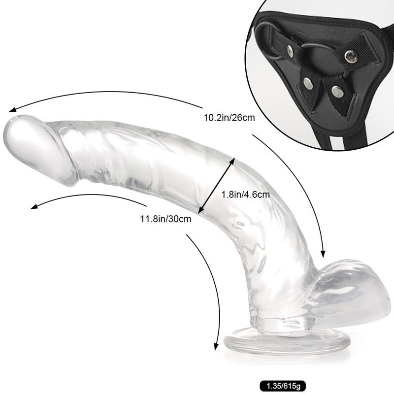 Strap On Jelly Dong Curved Dildo Suction Cup 5 Size Realistic Penis Cock Sex Toy