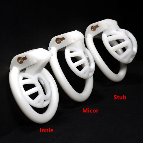 Positive and Negative Penis Rings Sissy Cage Locked Chastity Device with 4 Rings