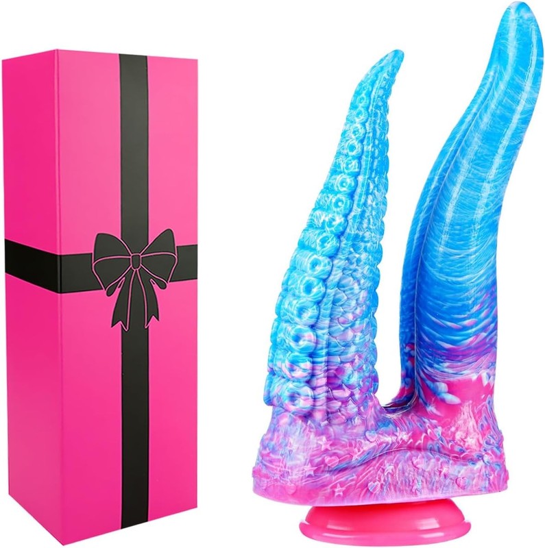 7&Prime; Small Double Head Tentacle Dildo with Tongue, 6&Prime; Silicone Dual Monster Alien