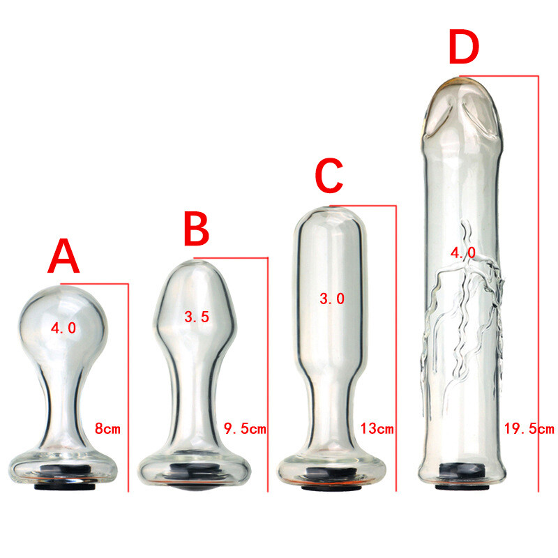 Hollow Heating Water Injection CRYSTAL GLASS 4 Size Butt Anal Plug Dildo Sex Toy