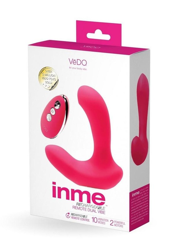 VeDo Inme Rechargeable Dual Vibrator with Remote Control -Pink
