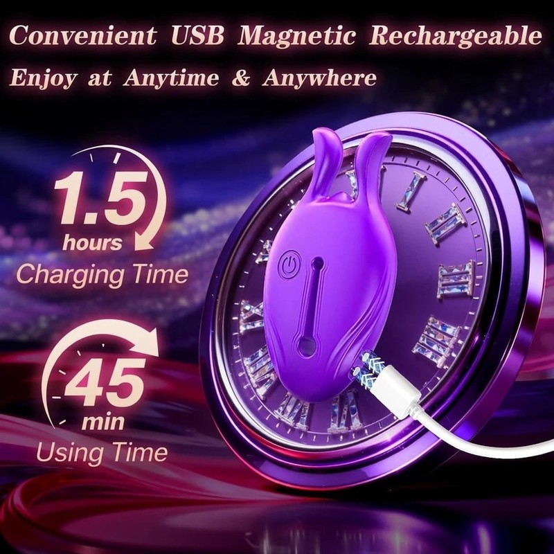 Rabbit Ear Nipple Vibrator with App & Remote Control – Purple 9-in-1 gallery