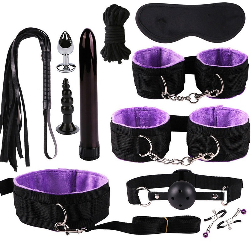 Hands Whip Slave Bondage Set SM kit Bed Restricted Sex Toys BDSM 11Pcs/set