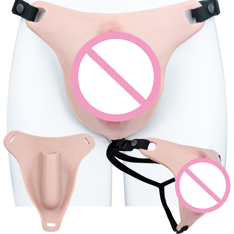 Realistic Strappy Silicone Briefs Fake Vagina Crossdresser Adult Sex Toy for Men