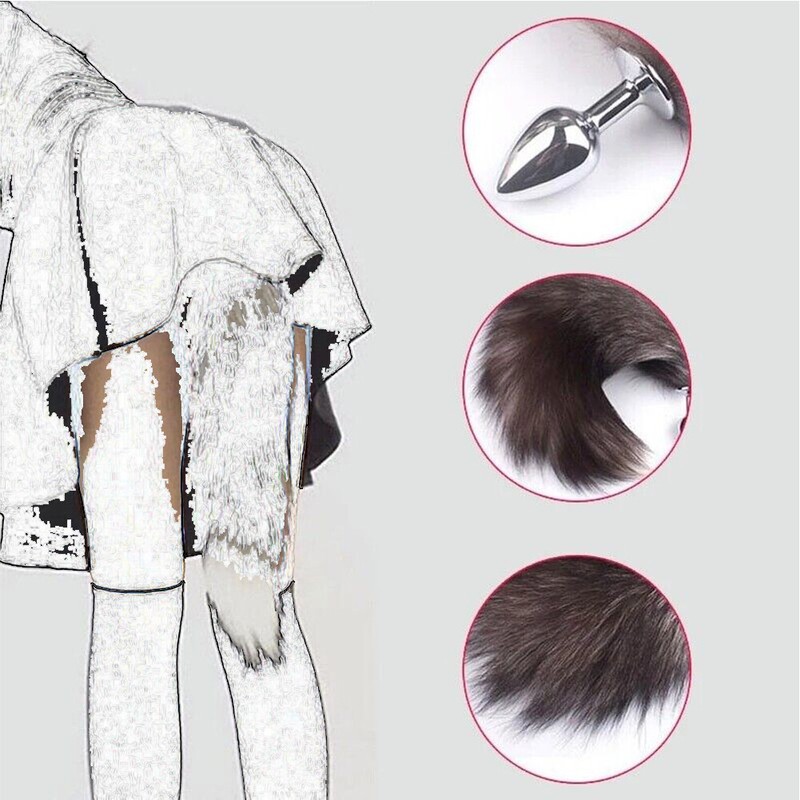 Fox Tail Stainless Steel Anal Butt Insert Plug Bondage Sex Toys BDSM Cosplay US