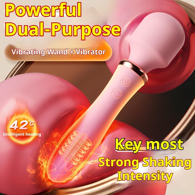 Dual-Ended Vibrator Rechargeable Fast Heating G-Spot Clitoris Adult Sex Toy USB