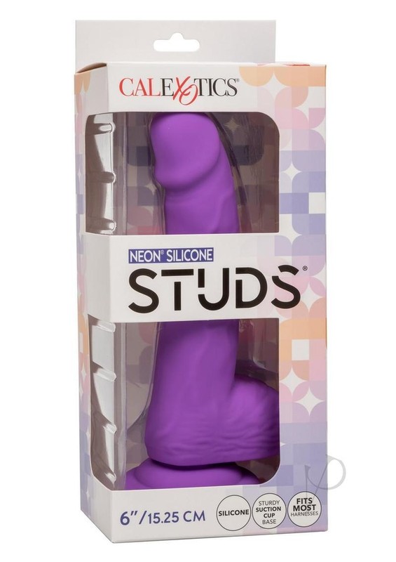 Neon Silicone Studs Dildo 6in – Purple