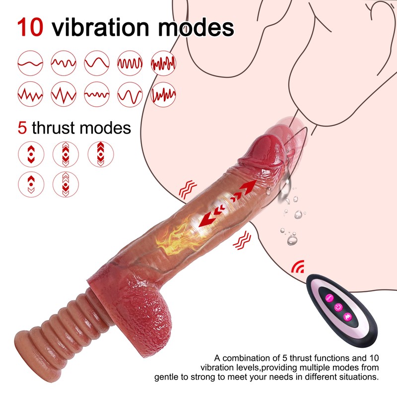 Telescopic Thrusting Vibrator Heat Dildo Prostate Massager Handle G-Spot Sex Toy gallery