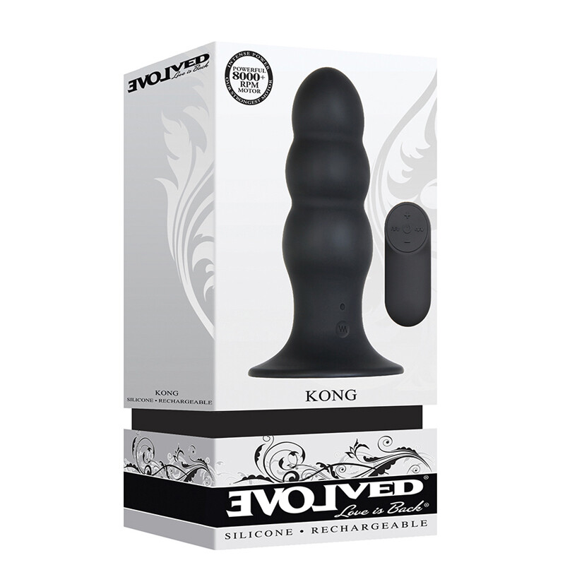 Evolved Kong remote-control Anal butt plug USB rechargeable -Black
