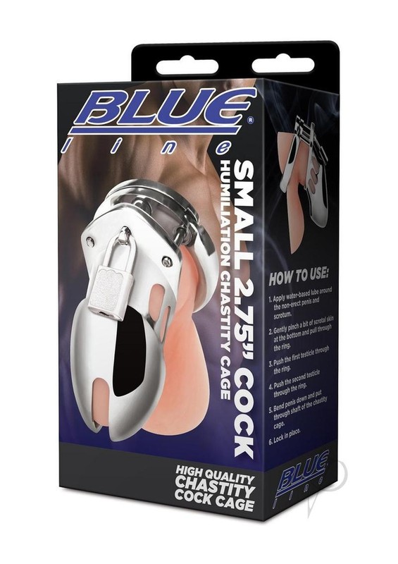 Blue Line Cock Humiliation Chastity Cage Small 2.75in – Stainless Steel