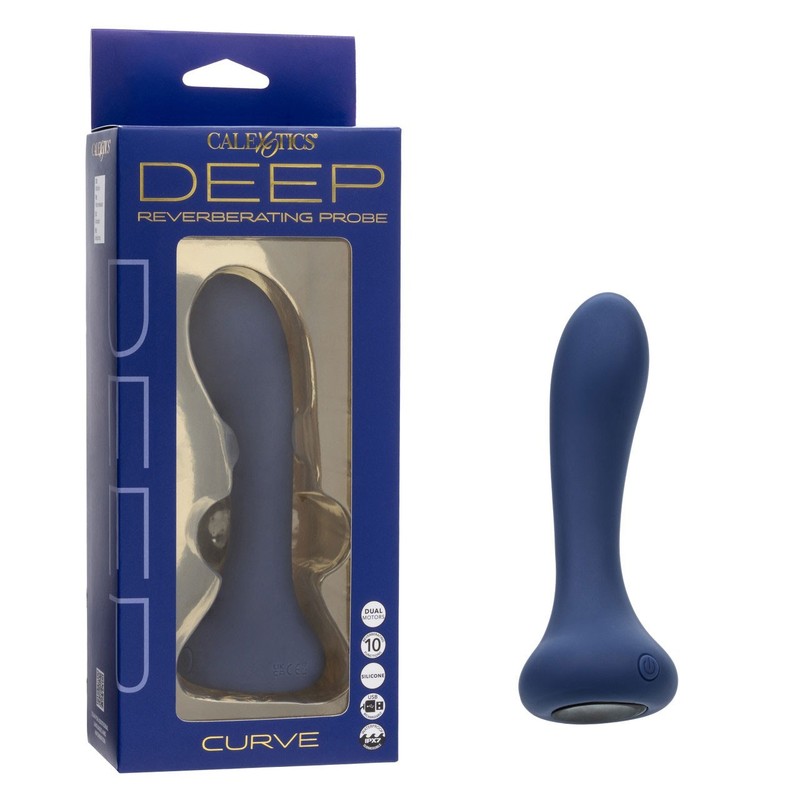 Cal Exotics DEEP Reverberating Probe Vibrator CURVE Blue – Anal Butt Vibe