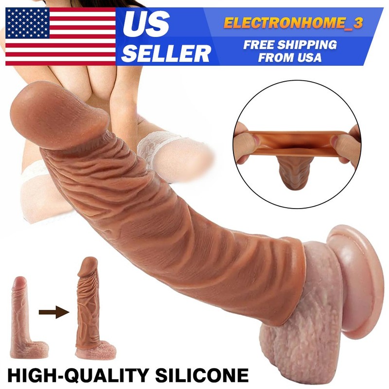 MALE-Silicone-Condom-Reusable-Realistic-Penis-Extender-Sleeve-Enlarger-Sex-Toys
